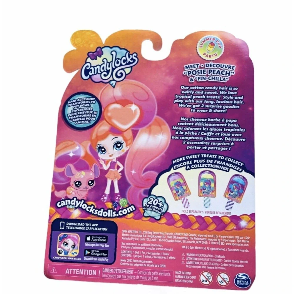 Candylocks Posie Peach & Fin-Chilla surprise scented Doll & Pet‎ Candy-NIB